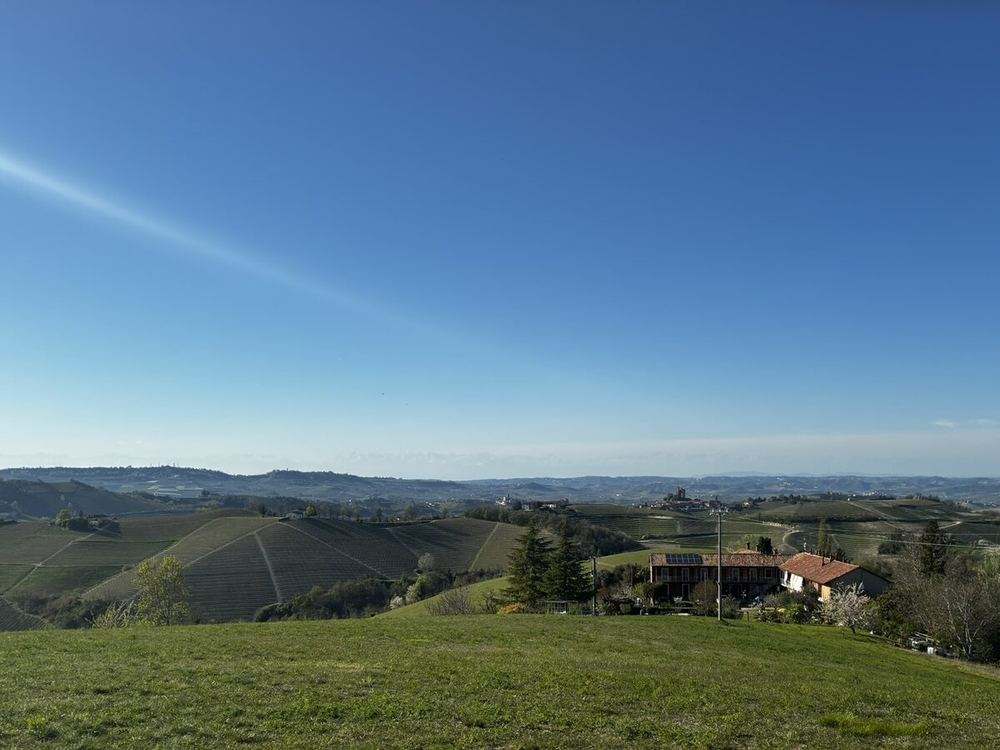 Farmhouse among the Langhe hills on a spring day